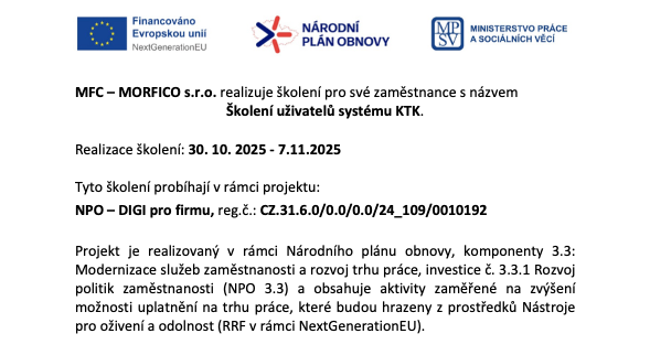Projekt podnikového vzdělávání zaměstnanců