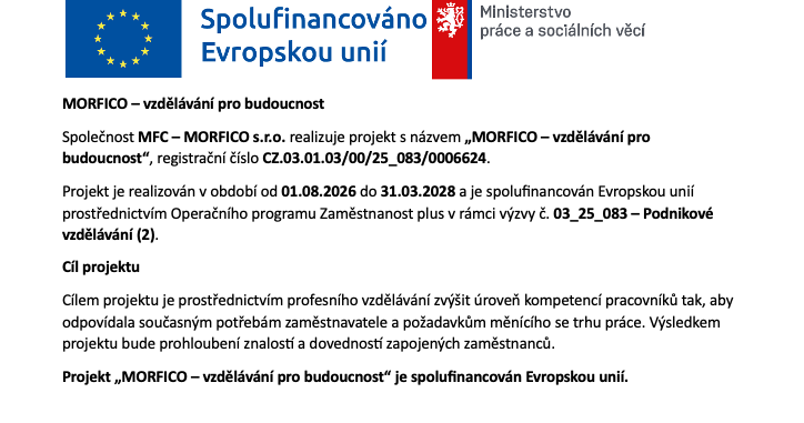 MORFICO - vzdělání pro budoucnost